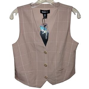 Bailey 44 Tan Check Short Vest Waistcoat XS Plaid Nwt
